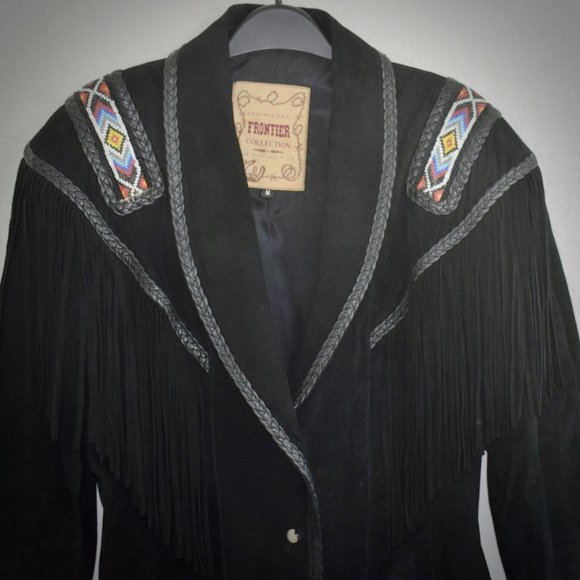 Phoenix Frontier Collection Vtg Black Suede Fringe - Picture 7 of 10